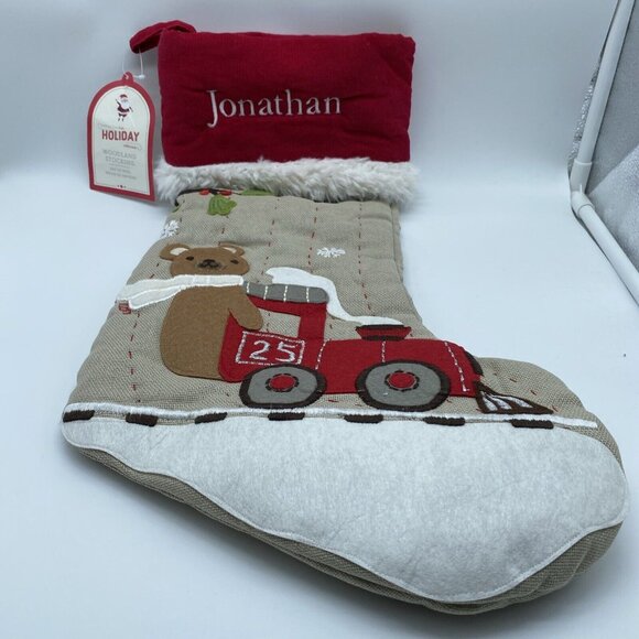 Pottery Barn Kids Jonathan Stocking Santa Train Christmas Holiday Xmas Quilted - Picture 13 of 13